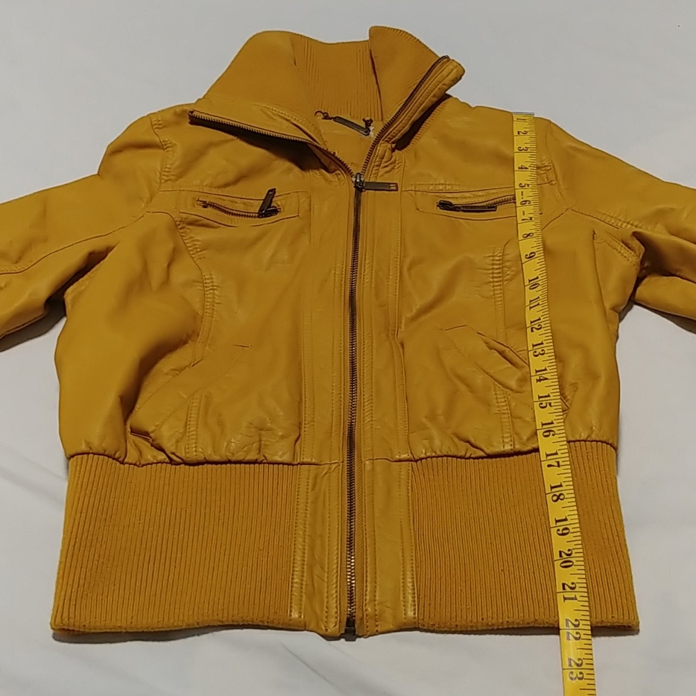 ✔Jou Jou Faux Leather Jacket in Yellow - Picture 7 of 9